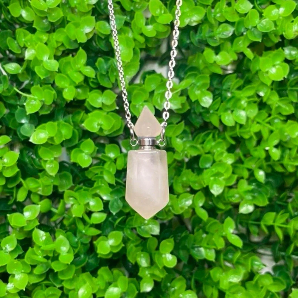 Rose Quartz Point Pendant Necklace - Pink Gemstone Jewelry